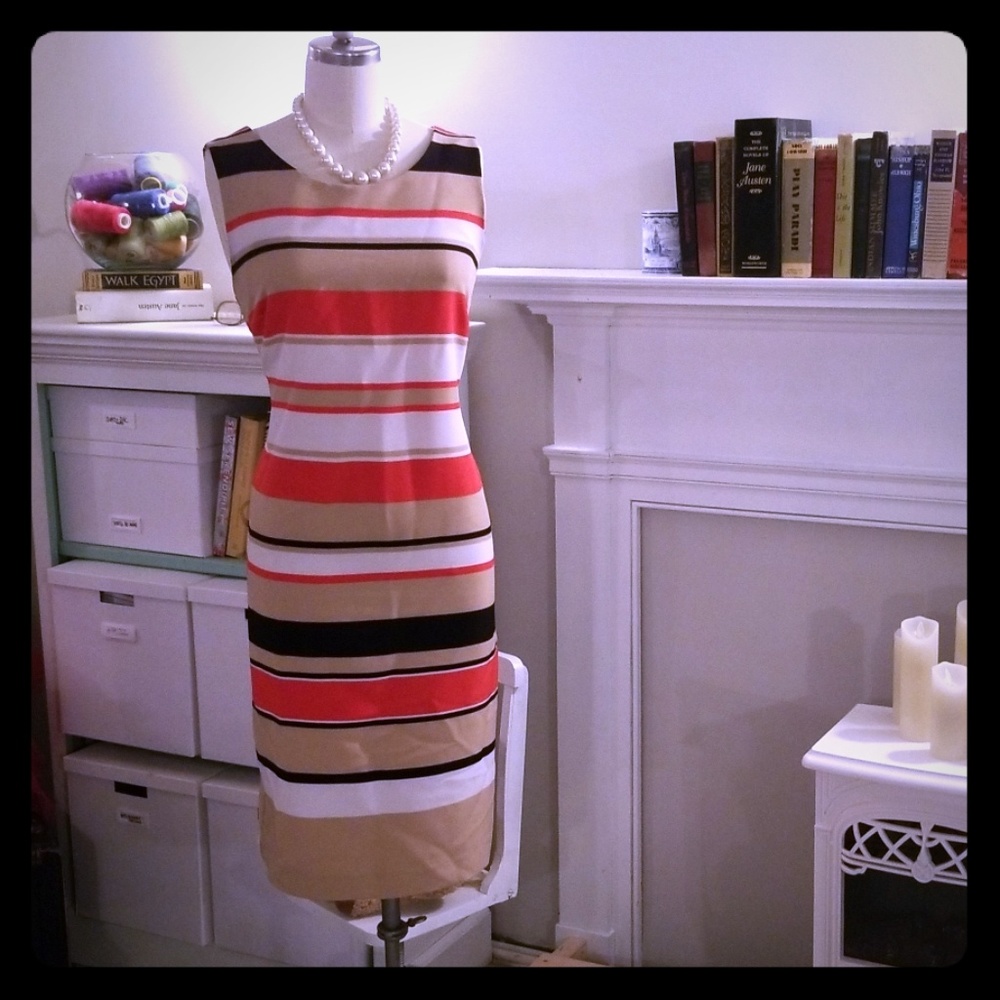 Danny and Nicole striped black and red shift dress